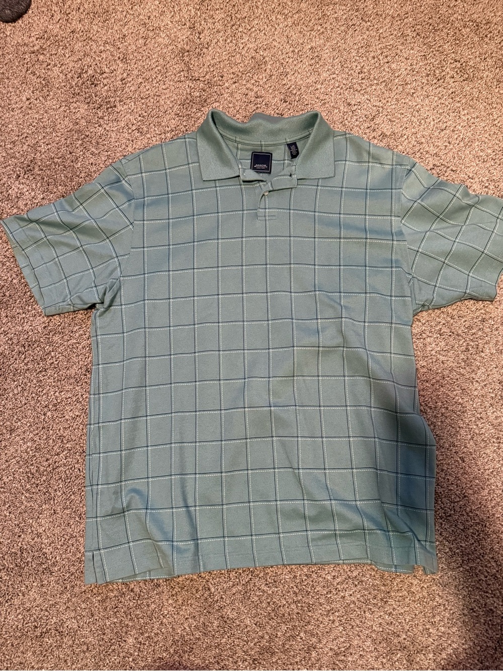 Arrow Men's Sage Green Windowpane Polo